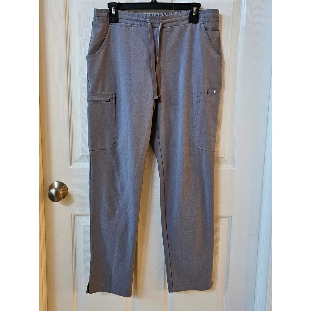 FIGS Light Gray Scrub Pants Size M Straight Leg Elastic Waist
